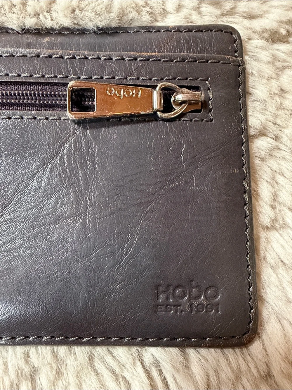 HOBO Black Leather Card & ID Holder with Patterned ID Window